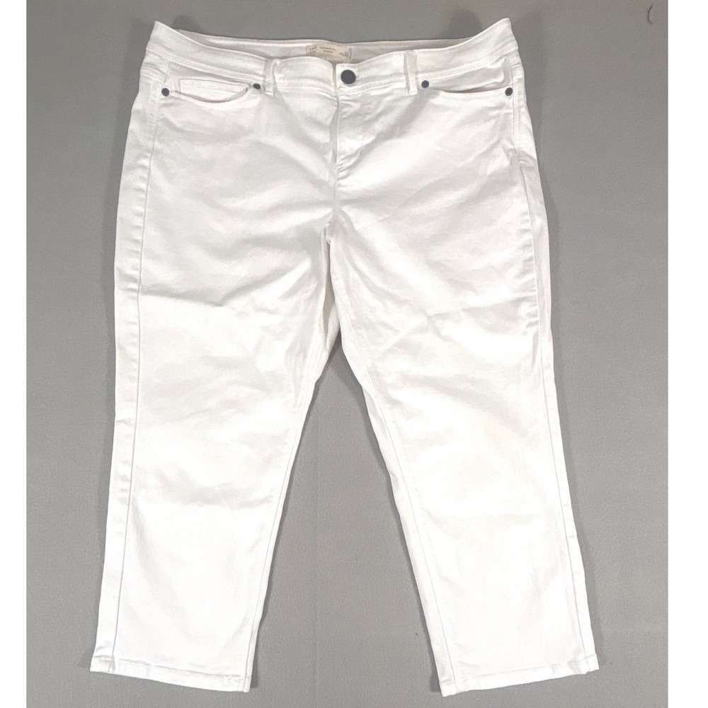 J.Jill Authentic Fit White Cropped Jeans Size 16 Straight Leg Stretch Denim